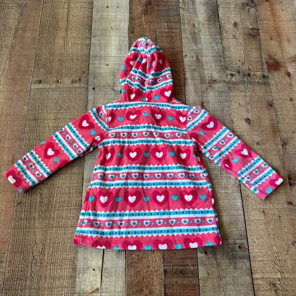 Penelope Mack Girls Hooded Fleece Sweater 3T With Heart Print In Pink & Blue - Picture 7 of 7